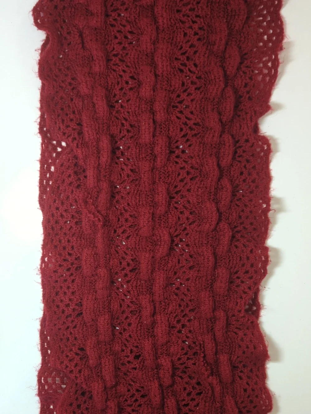 Knit Cable & Lace Red Infinity Scarf